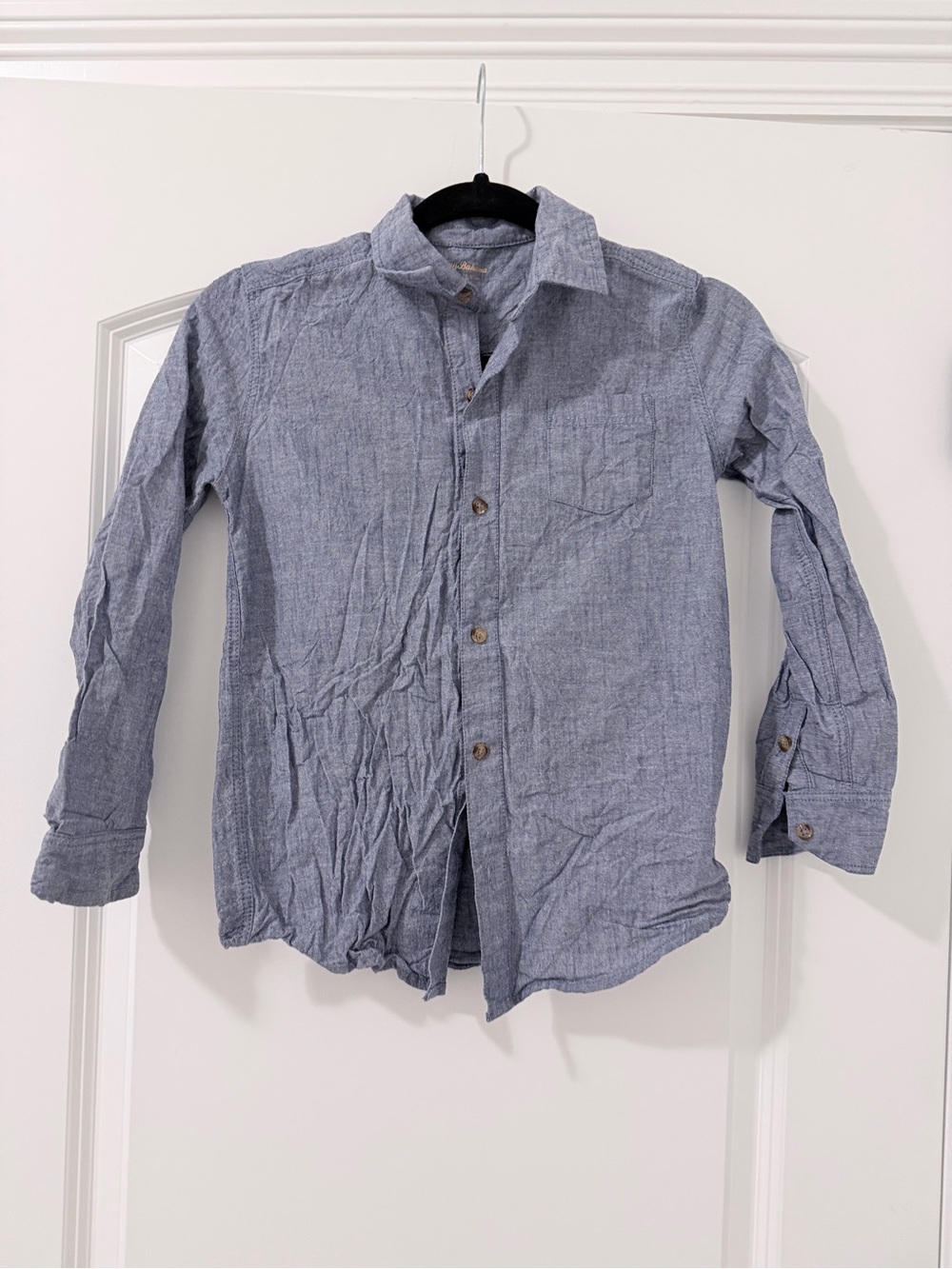 Boys Tommy Bahama Chambray Blue Button Up Shirt Size Large 10-12